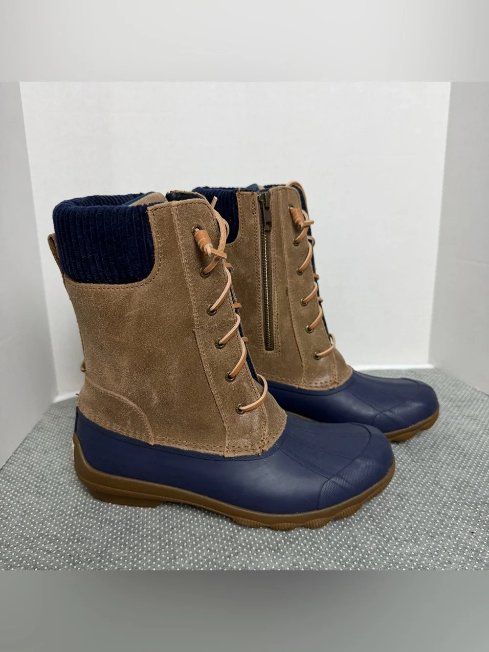 Sperry Navy and Brown Lace-Up Waterproof Winter Boots